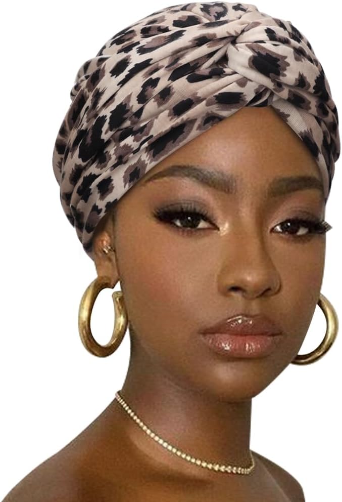 DRESHOW African Turban for Women Knotted Hairwraps for Sleeping Turban Headwraps Head Warmer Scarf for Black Women Chemo Cap - Image 1